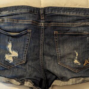 Express distressed jean short